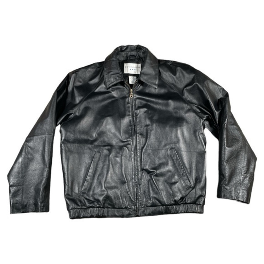 Covington Men’s Black Leather Bomber Jacket‎ Insulated Size Large 42-44 Moto